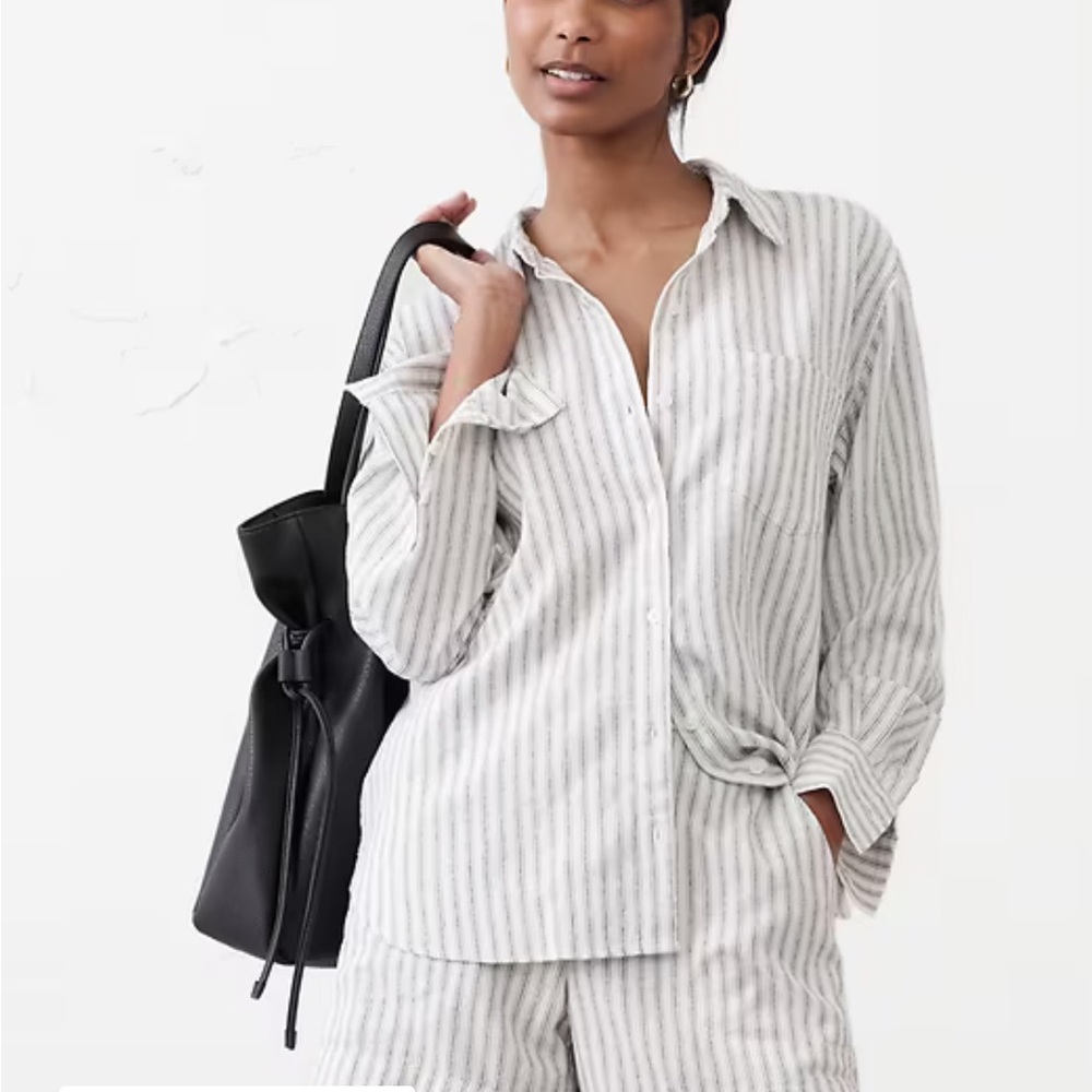 NWT- Banana Republic Linen Blend Striped Shirt